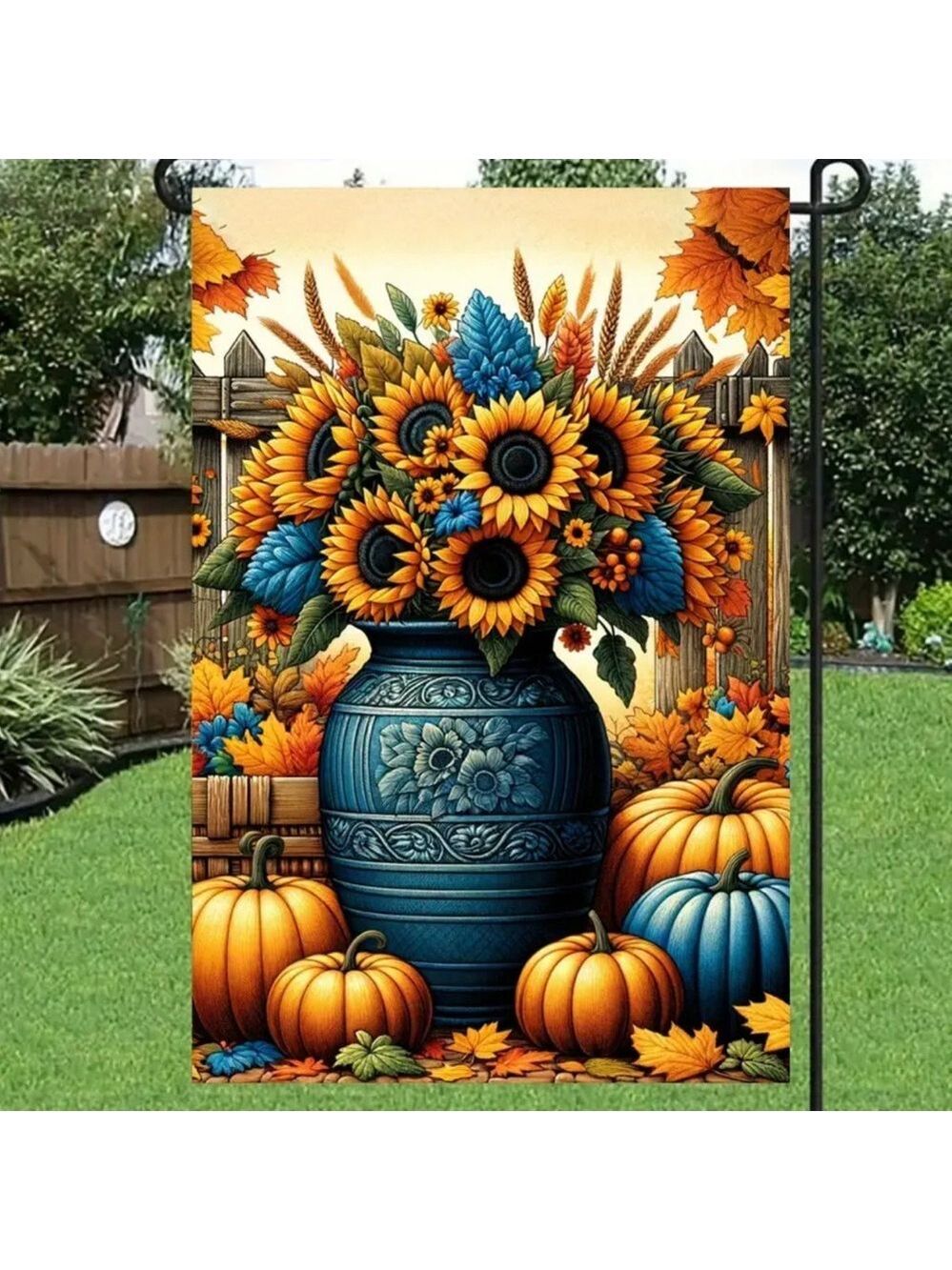 New Pumpkin Fall Sunflower Garden Flag 12 x 18